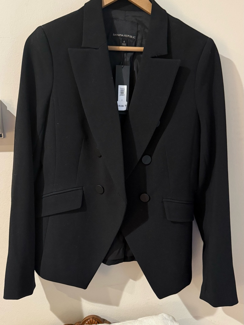 Banana Republic Black Double-Breasted Suit Jacket